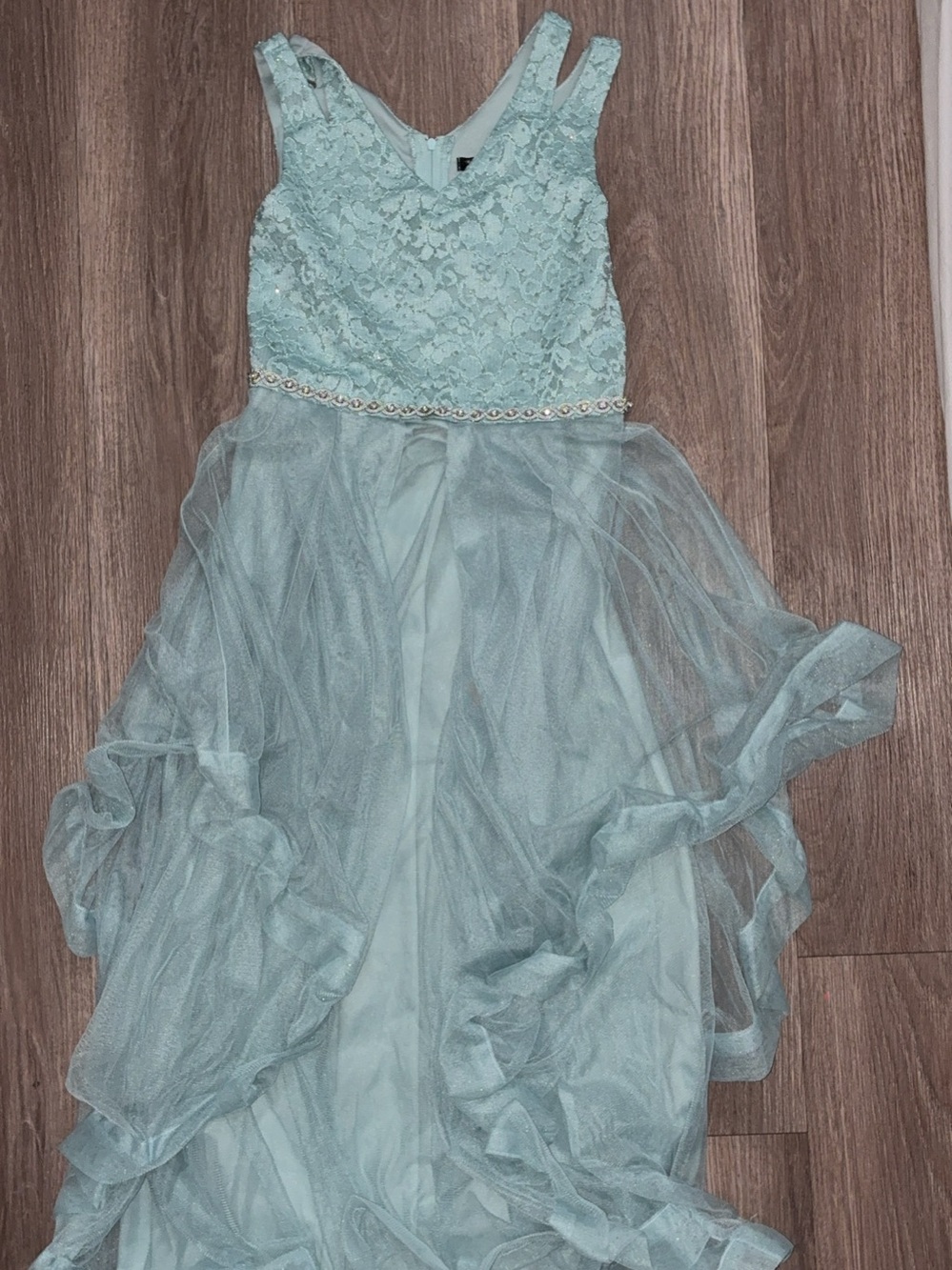Xtraordinary Sage Mint Green Lace & Mesh Formal Dress - Girls Size 10